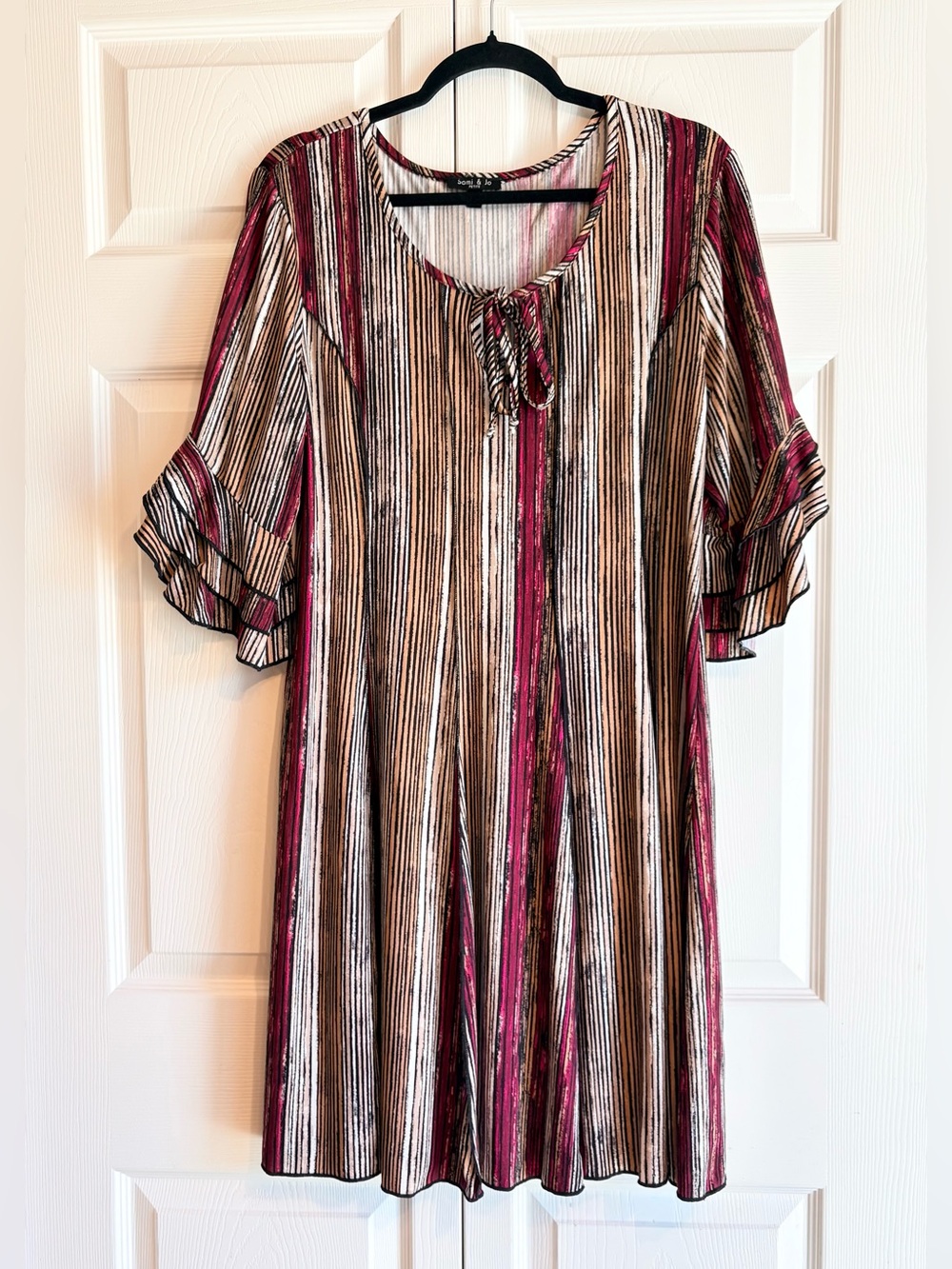 Sami & Jo Striped Tunic Flowy Elegant Ruffle Sleeves Dress Summer Size PXL